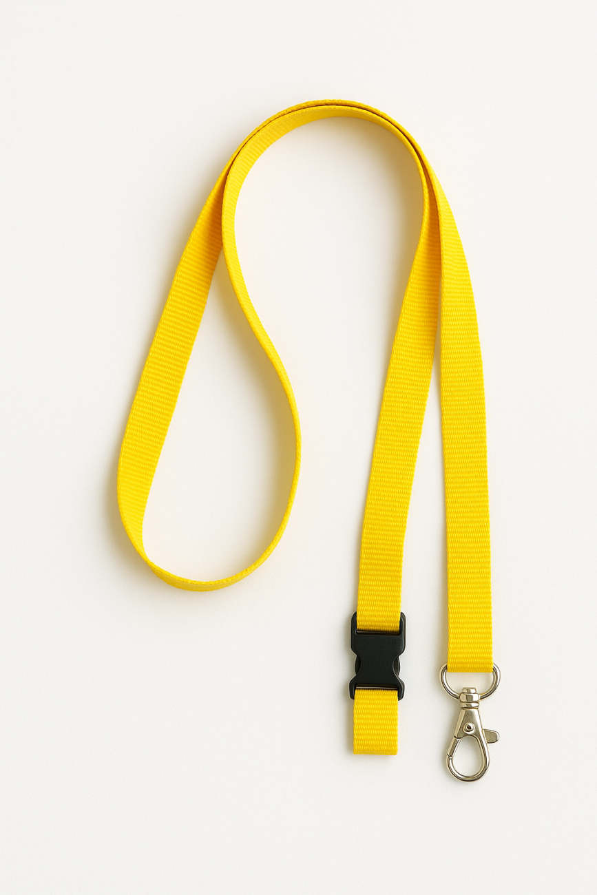a yellow lanyard